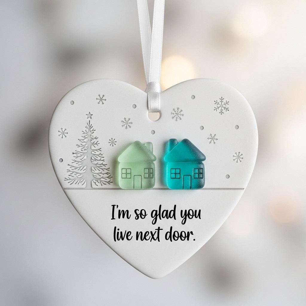 Cross-Border Friendship Sea Glass Heart Ornament