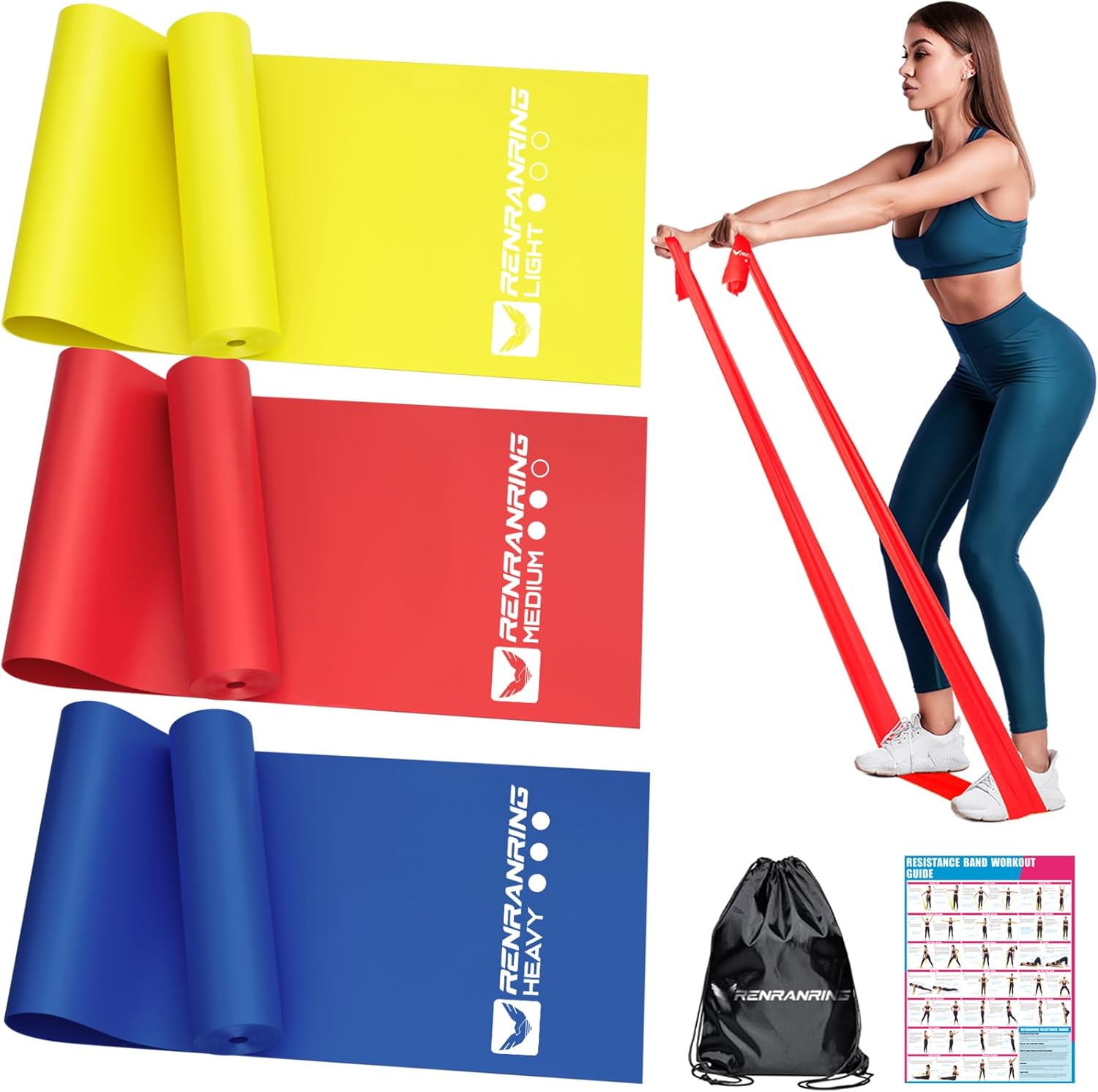 Bandes Pour L'Entraînement Bandes d'Exercice Pour La Kinésithérapie Étirement Récupération Pilates Rééducation Entraînement de Force Et Yoga Ensemble de Démarrage United States