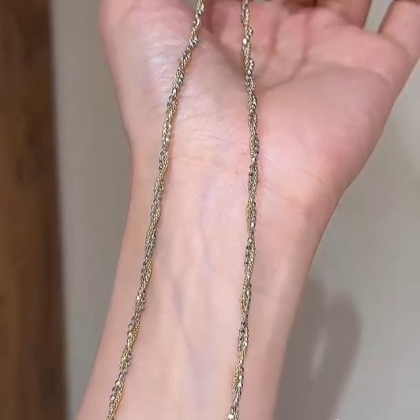 Italian Flash Two-Color Gold Necklace Versatile Naked Chain Light Luxury Pendant-Free Collar Pendant-Free Accessories Women