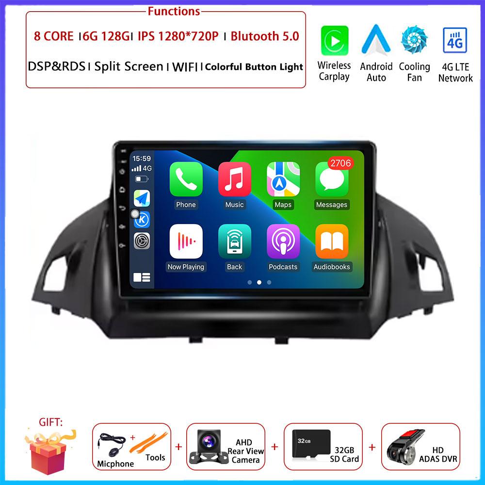 For FORD C-MAX KUGA 2 ESCAPE 3 2012 - 2019 Car Android Carplay Auto Radio Navigation GPS Multimedia Video 4G AMI Android Auto