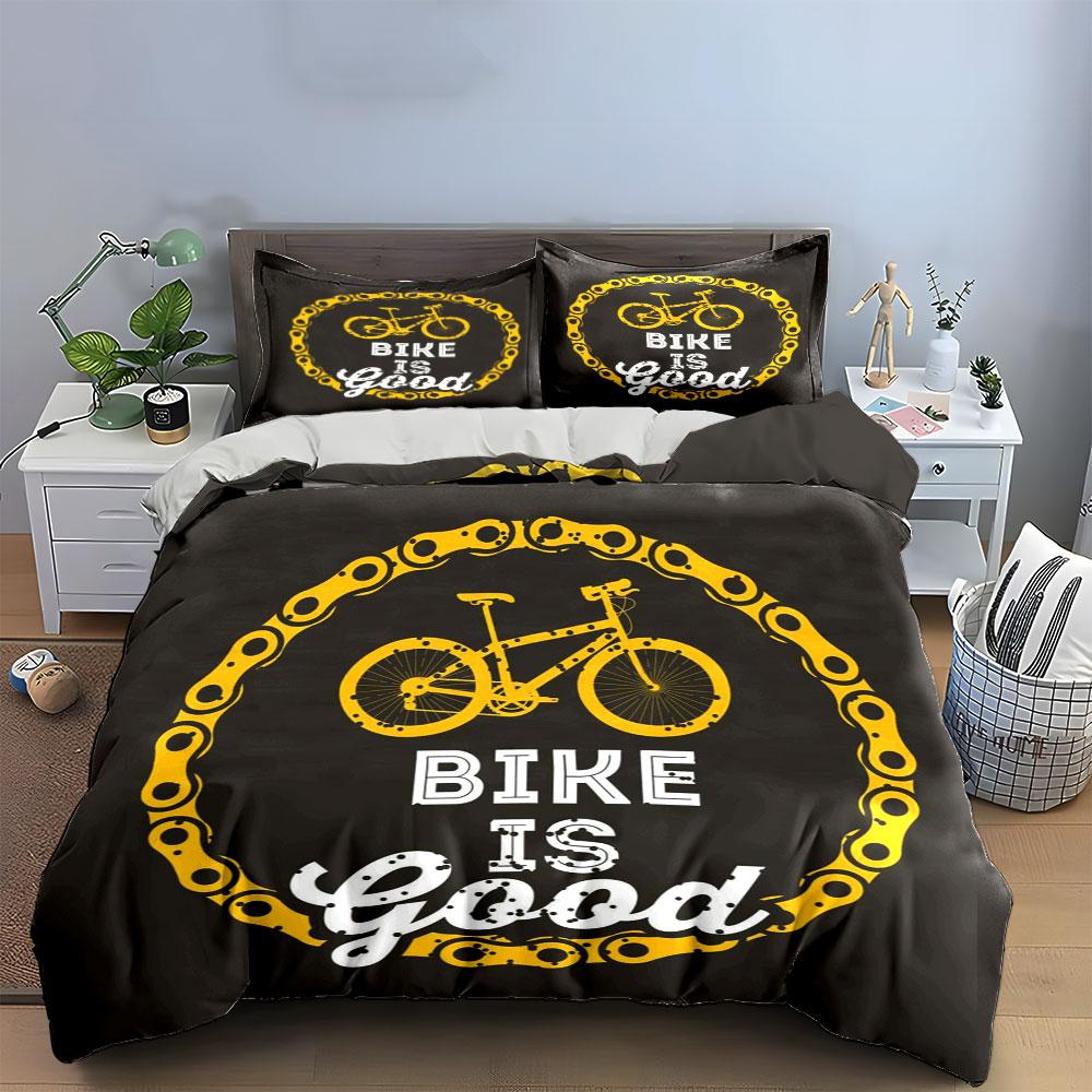 Yellow bicycle chain circle. Bedding sets Duvet cover sets Duvet covers Pillowcases(1*Duvet Cover 2*Pillowcases without duvet insert)