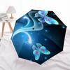 Blue Butterfly Glitter Wallpaper, Digital DownloadUmbrella, Cute Umbrella with Cute Design, Portable 3-Fold Compact Umbrella for Men & Women, Valentin