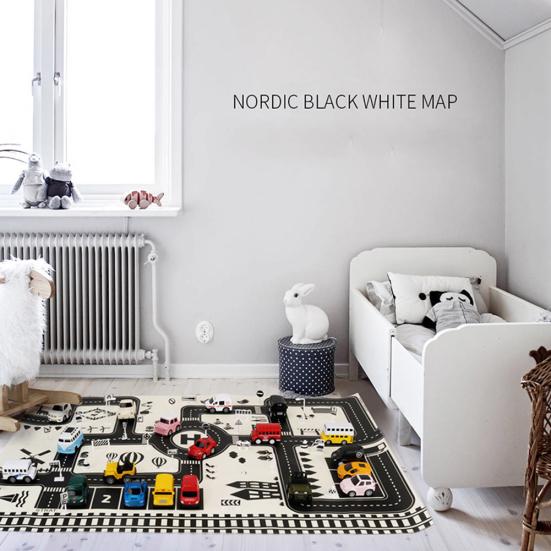 83x59cm Kids Car City Road Play Mat Carpet Traffic Signs Blocks Education Toy