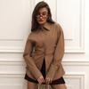 Europe, America, Autumn and Winter, Slim-fit Shirt, Pure Cotton Temperament, Commuting Pleated Waist, Simple and Versatile Top