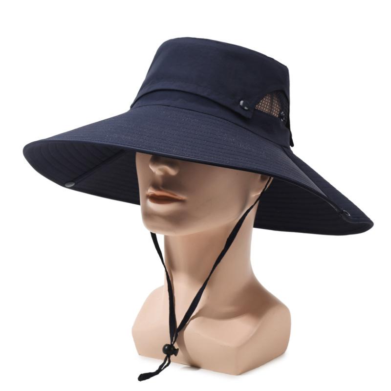 Men's Big Brim Sun Hat Top Detachable Fisherman's Hat Sunscreen Hat Solid Color Outdoor Mountaineering Fishing Hat
