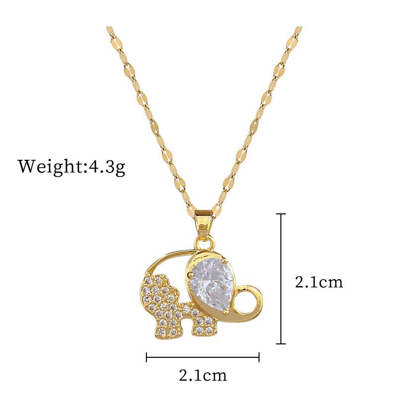 Titanium Steel Full Of Diamonds, Elephants, Empty Flowers, Luxury Temperament Full Of Zirconium Necklace, Women S Fashion Trend Collarbone Chain