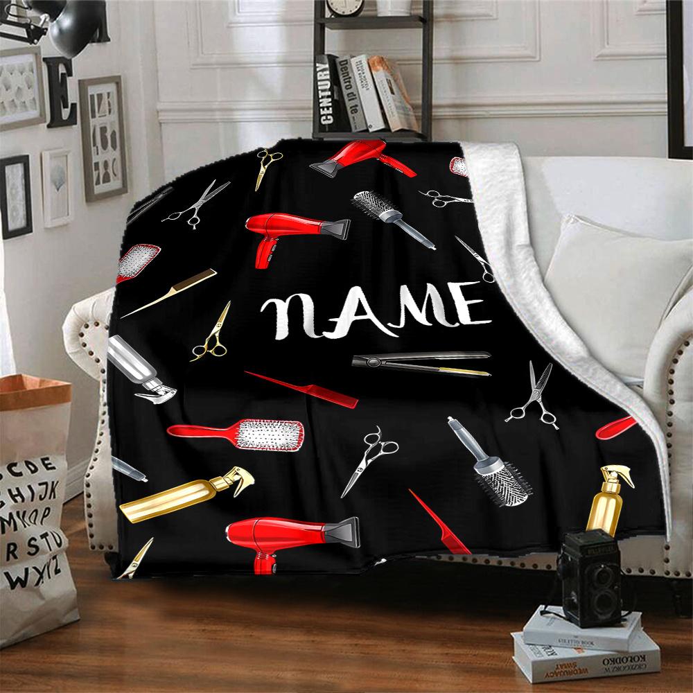 Hair Salon Tools Blanket With Customizable Name Four Seasons Comfortable Shawl Blanket Suitable For Home Travel Camping Office Decoration Perfect Gift
