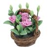 1:12 Scale Miniature Clay Flower Simulation Carnations Cane Basket Doll House Decoration