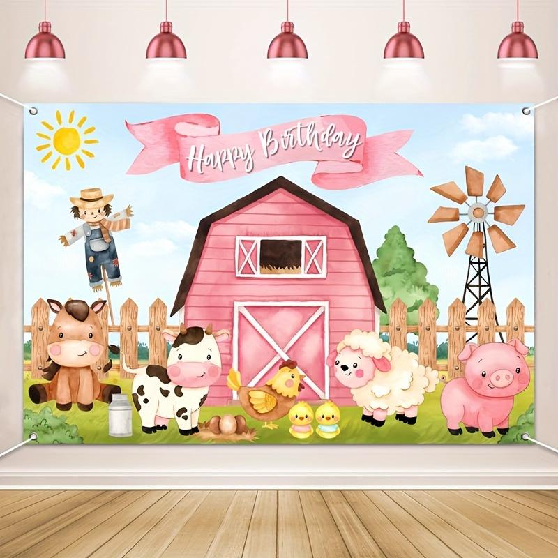 Farm Animal Theme Background, Birthday Party Decoration, Birthday Party Decoration, Cartoon Birthday Celebration Background