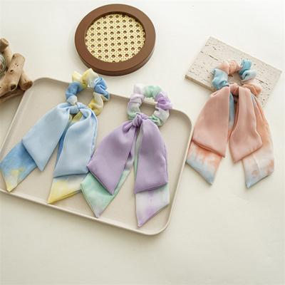 Summer New Style Tie-dye Chiffon Double-layer Ribbon Large Bow Hair Accessory for Women - Hair Tie with Butterfly Knot Hair Ring