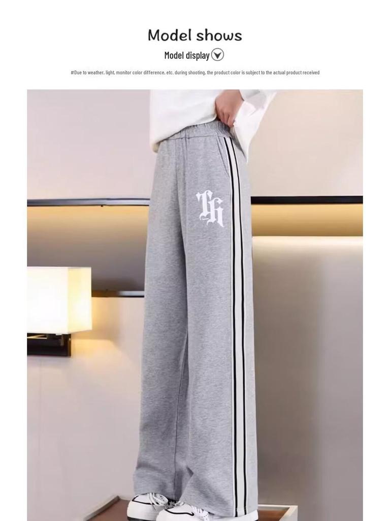 Dziewczęce spodnie z szerokimi nogawkami, podszyte polarem: Jesienno-zimowa odzież sportowa casualowa dla średnich i dużych dzieci