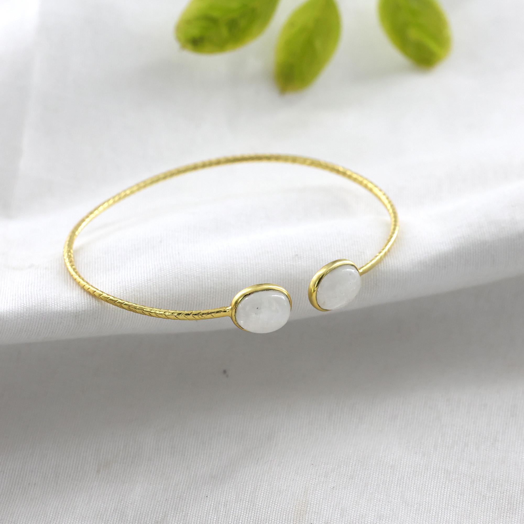 

Moonstone Gold Plated Bracelet, Silver Jewelry, Birthstone Jewelry, Gift For Her белый