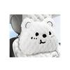 New Cartoon Bear Car Seat Cushion Winter Plush Warm Thickened Anti-slip Seat Cover Cute Ladies Universal Car Accessories