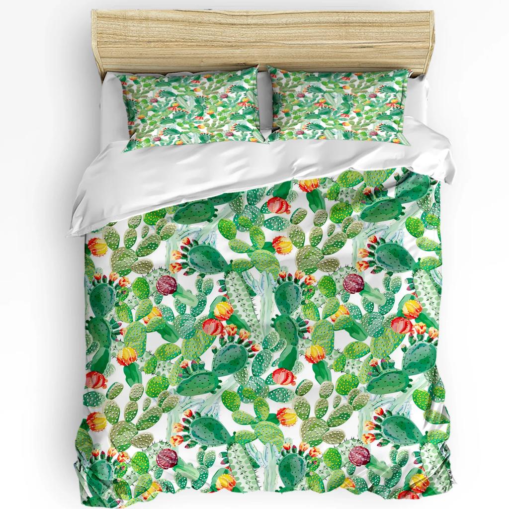 Flowerpot Cactus Flowers Green Leaves Plant Duvet Cover Bed Bedding Set Home Quilt Cover Pillowcases Bedding Set No Sheet