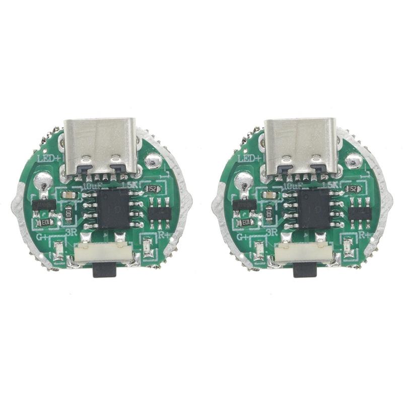 Two Mode Flashlight Driver Board For 10W LEDs Featuring USB Charging Circuit And Manual Switches Design