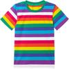 Girl's T-Shirt Rainbow Stripe Summer Casual Short Sleeve Tees Loose Round Neck Kids Top Outdoor Comfortable Children's Clothing
