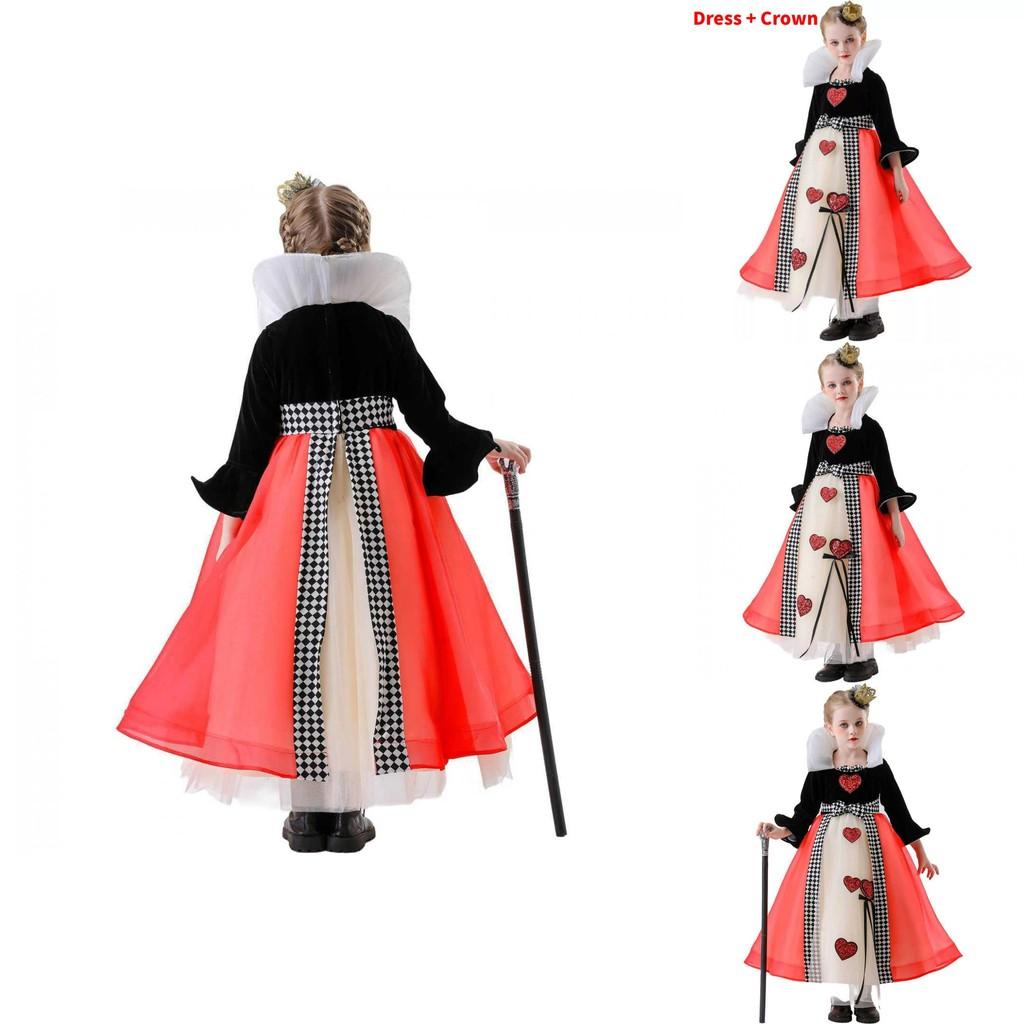 The Red Queen Girls Cosplay Dress With Puffed Skirt For Themed Events