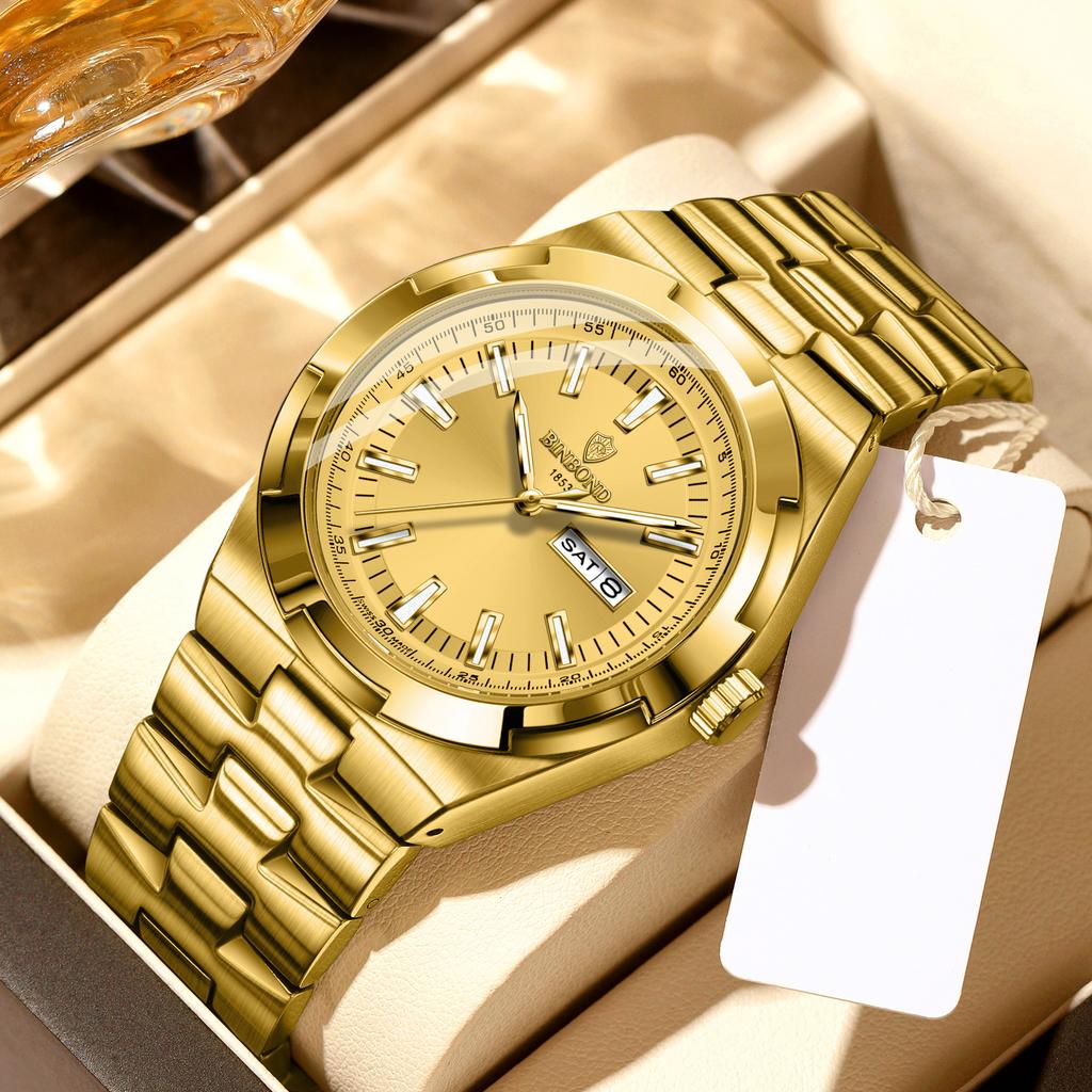 Man Wristwatch Quartz Men Business Watches Waterproof Luminous Date Week Stainless Steel Watch Male Reloj