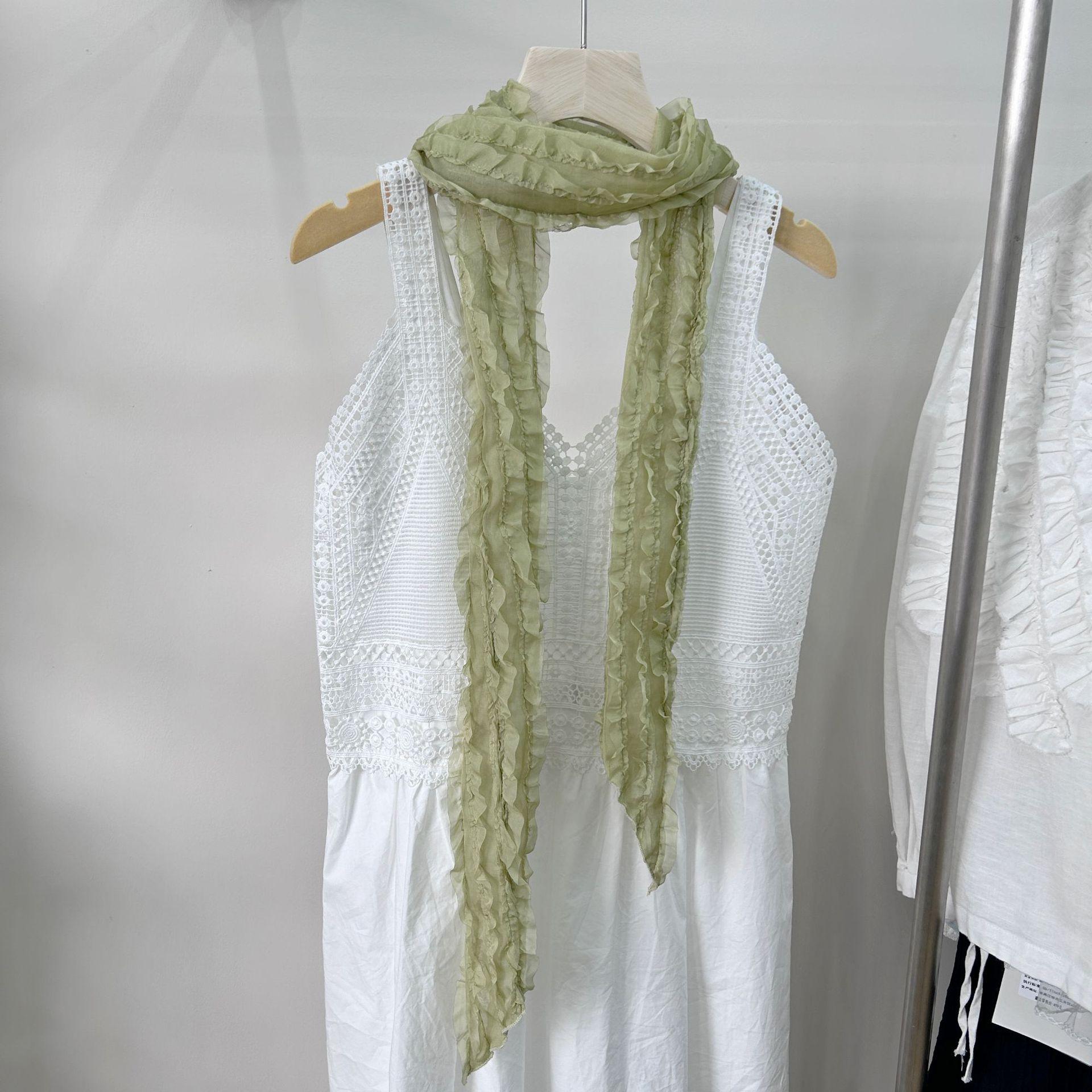 

Шарф Женский Длинный Плиссированный Маленький Скрученный Конфетный Цвет Жатый Шелковый Шарф Однотонный Хорошо Сочетается Шаль из Пряжи Бали