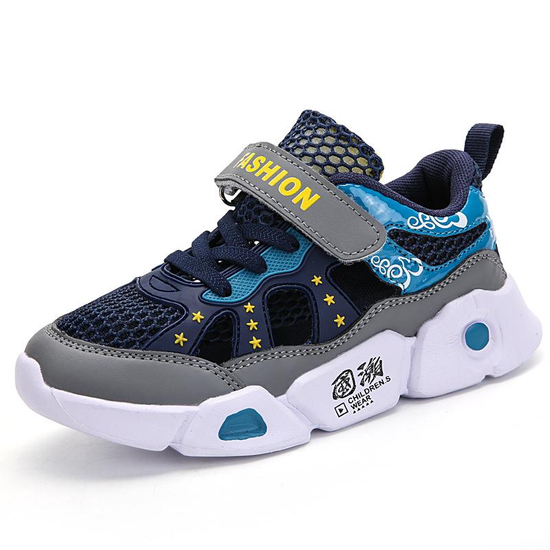 Boys hollow sneakers mesh breathable sneakers spring and autumn fashion new middle-aged and older children's non-slip and lightweight running shoes
