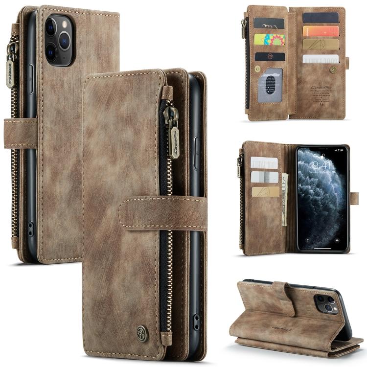For iPhone 11 Pro Max CaseMe-C30 PU + TPU Multifunctional Horizontal Flip Leather Case with Holder & Card Slot & Wallet & Zipper Pocket