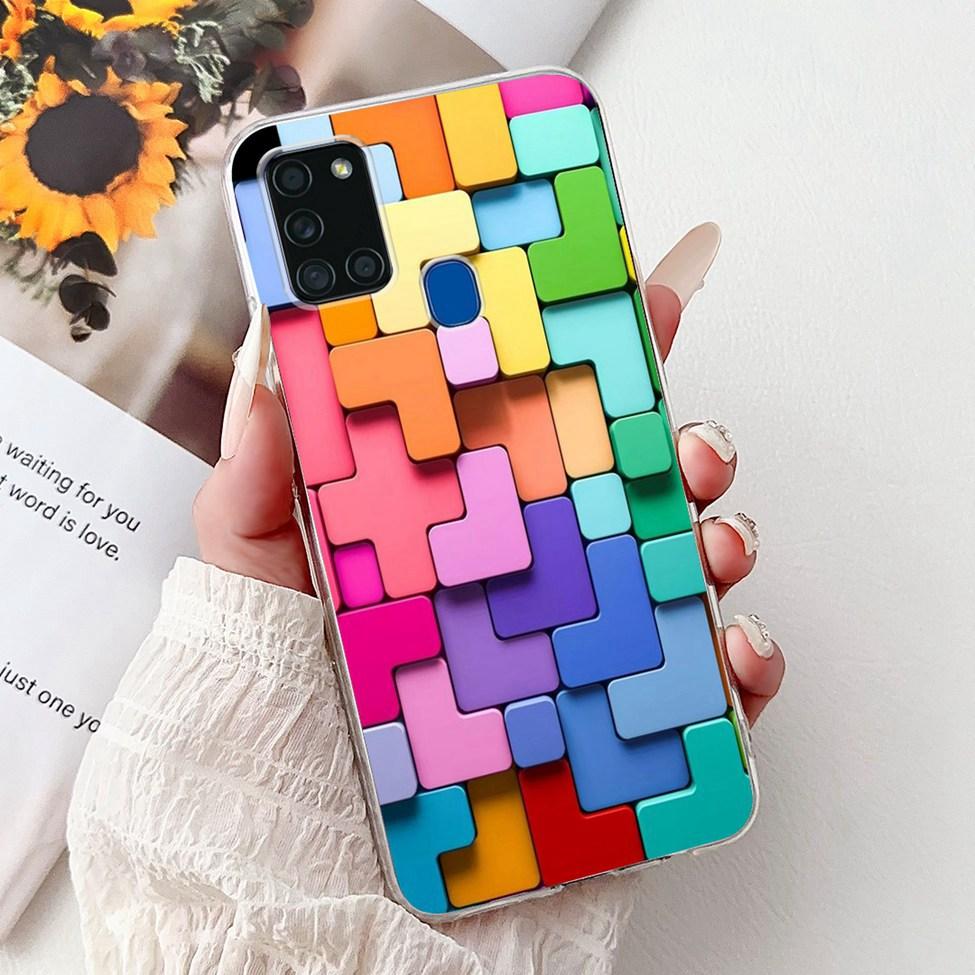 For Samsung A21s Case Cover Clear Fashion Luxury Cute Painted Back Cover For Samsung Galaxy A21s Phone Case A217F A217M A217N