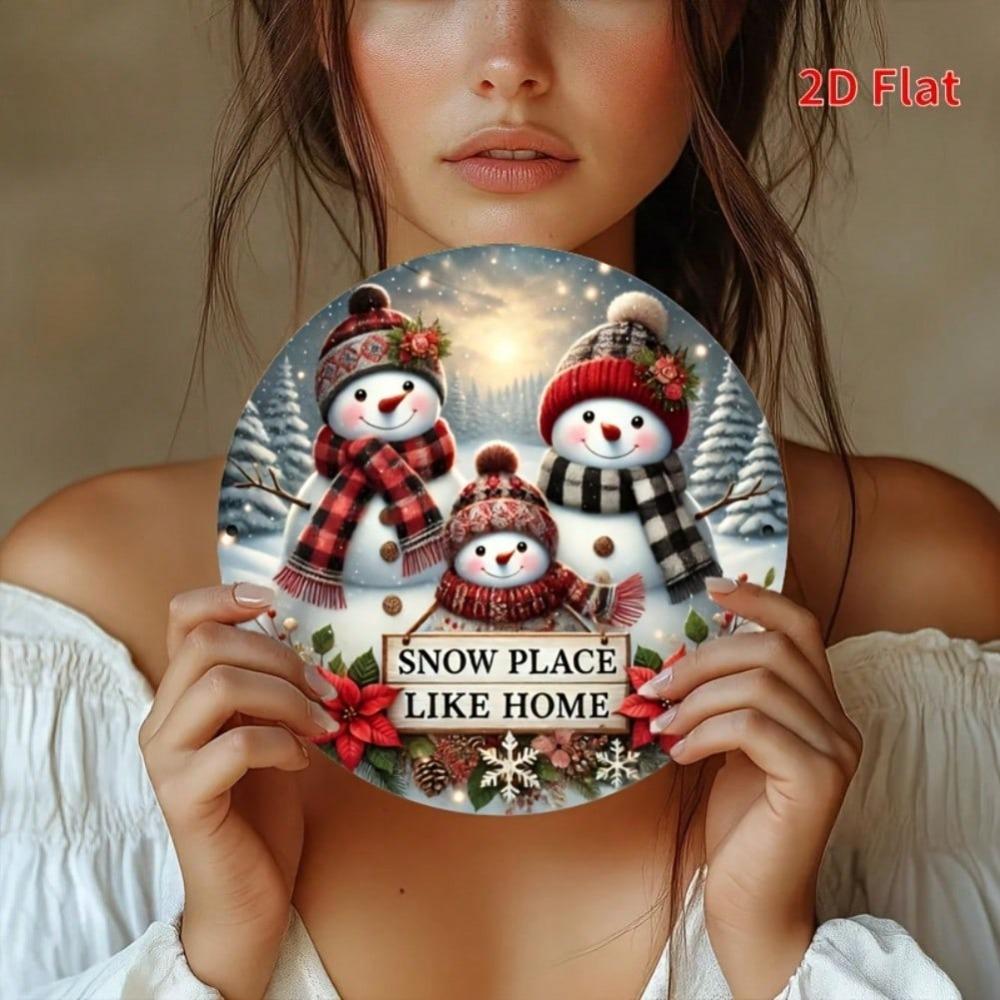 Frosty Snowman Wall Art 2D Flat Metal Print 20x20cm Home Decor Holiday Gift