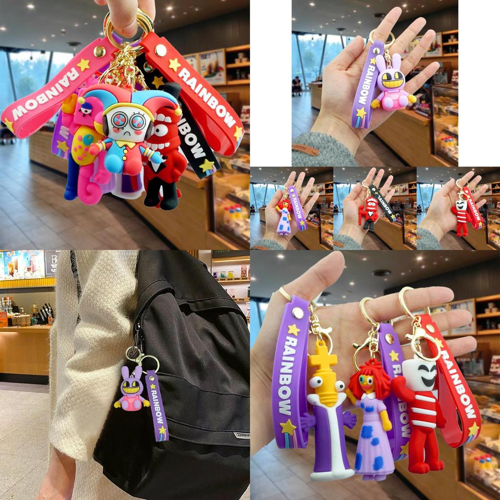 Klíčenka Magický Digitální Cirkus Barevný Kreslený Gumový Přívěsek na Tašku Roztomilé Doplňky