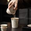 Porcelain Hand-painted  Gaiwan Cover Bowl Grass and Wood grayCeramic Tea Making Bowl Chinese Style Simple Tea Cup
