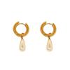 New Classic Round Earrings Women'S Medical Titanium Steel 316 Fashion Jewelry Pearl Trend Earrings Gold