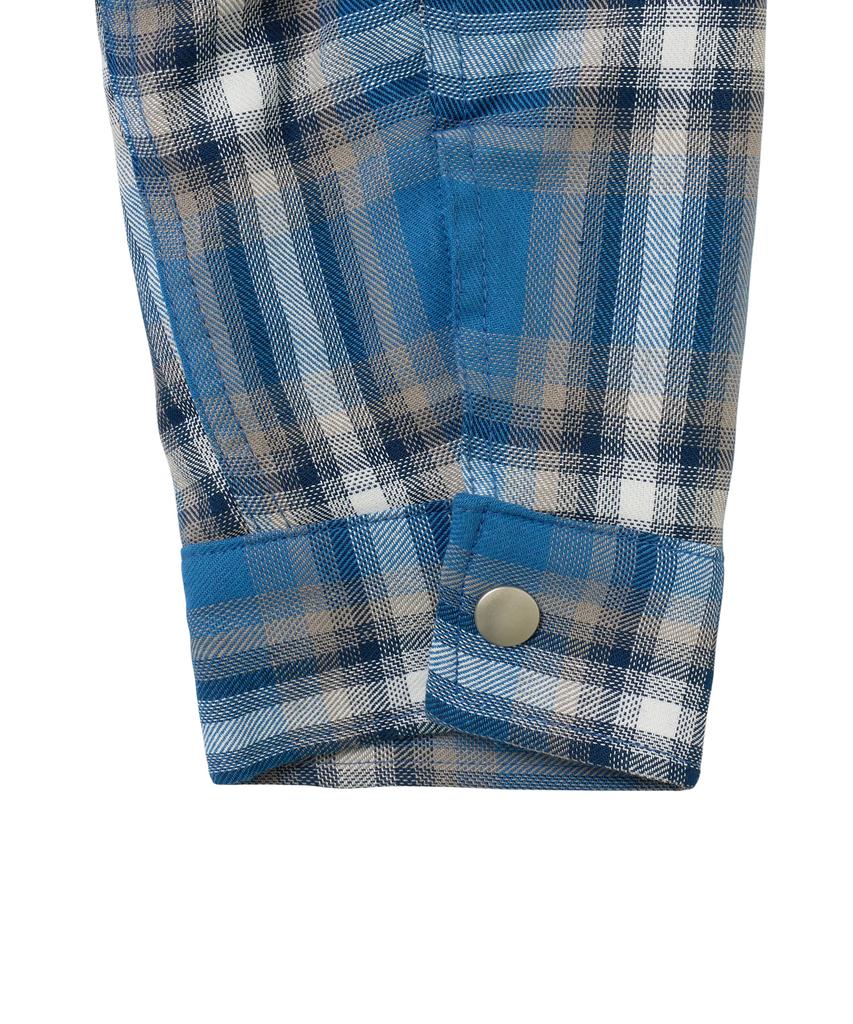 Annot Washed Check Zip-Up Jacket Blue