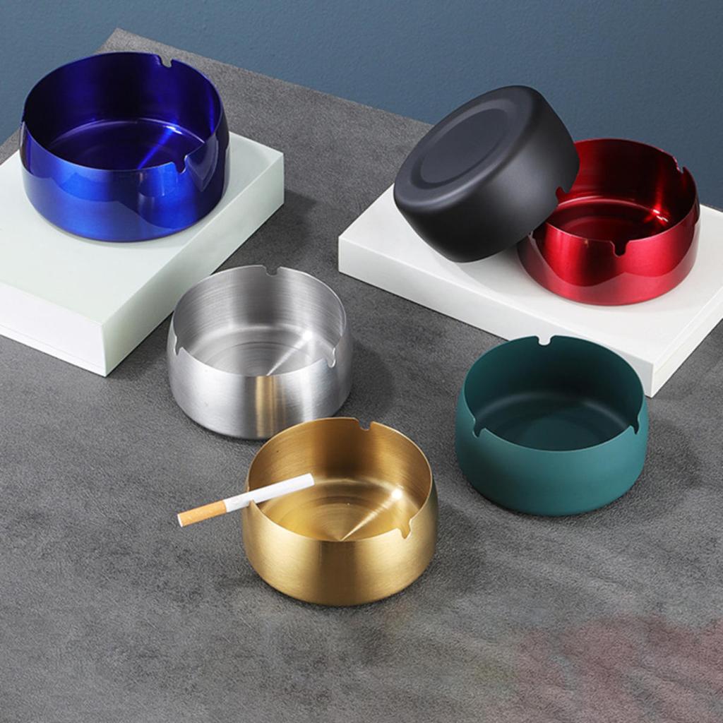 Ash Tray Stainless Steel Ashtray  Convenient Delicate Outdoor Desktop Ornament Wear-Resistant Office