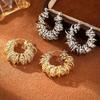 European and American Diamond Studded Spiral Wound Earrings with Spring Loops, Trendy Ear Buckles, Light Luxury and Cool Style E