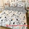 Snoopy Water Wash Cotton Bedding Set With Printed Floral Design For Student Dorms