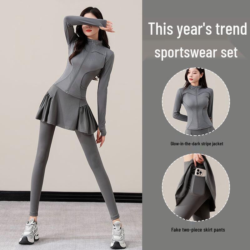 

Women s High-End Yoga & Pilates Suit: Jacket, Skirt, Pants for Autumn/Winter 2024 Fitness & Running Extra Large