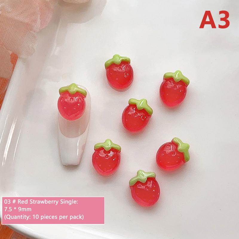 10 ks Pryskyřičné Mini Třešně Jahody Nail Art Ploché Zadní Kamínky Figurky Scrapbook DIY Šperky Dekor Řemesla