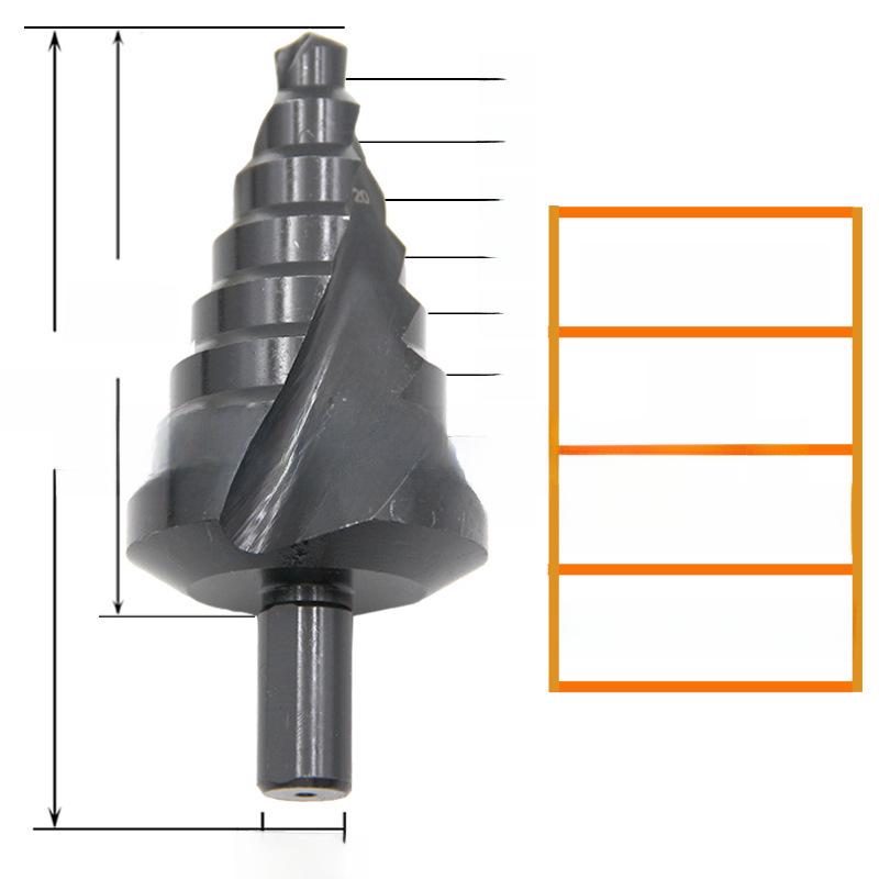 Titanium-Plated Nitrided Step Drill, 10-45mm, Large Size Pagoda Drill for Electric Drills