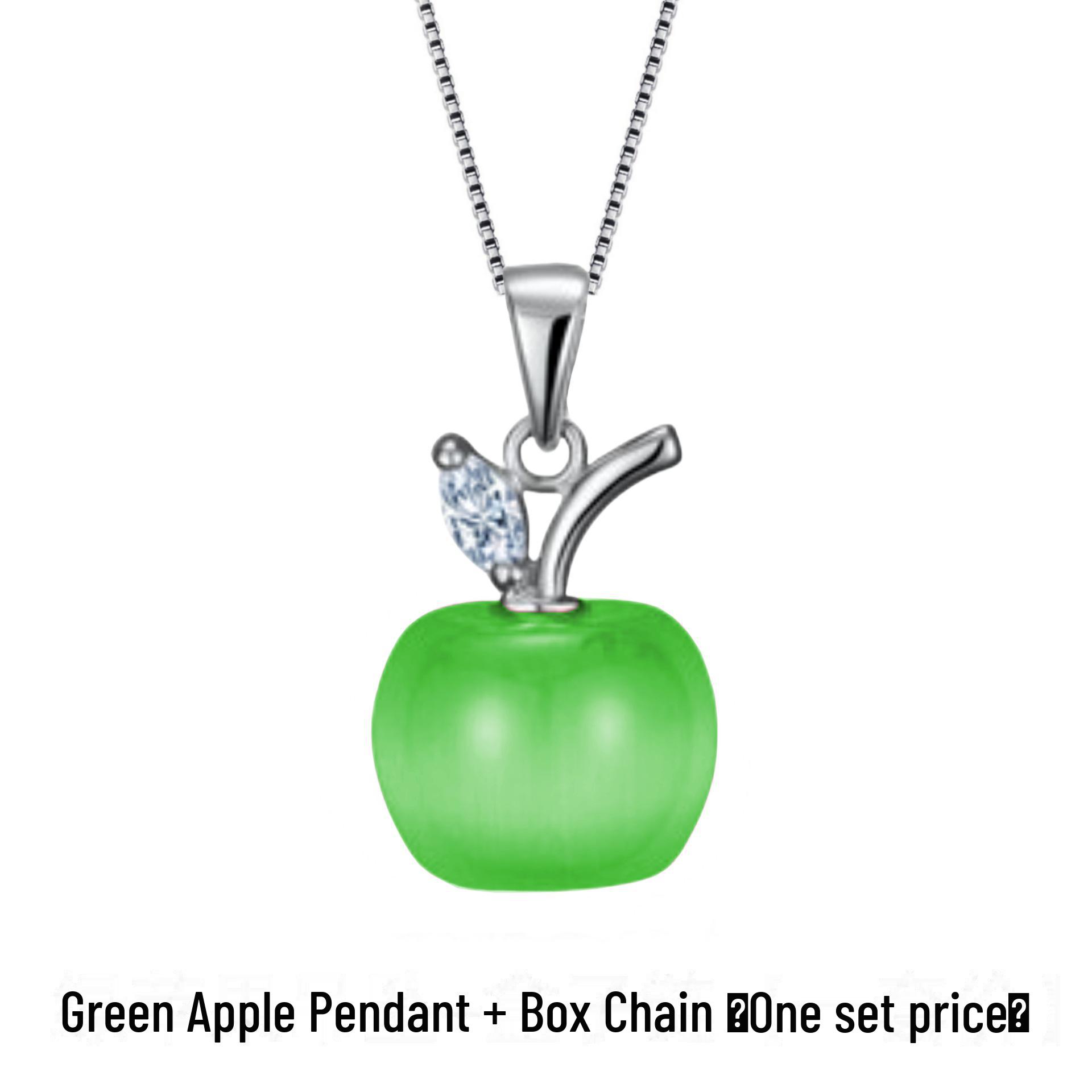 

Platinum-Plated Apple Pendant Necklace with Rose Crystal and Moonstone
