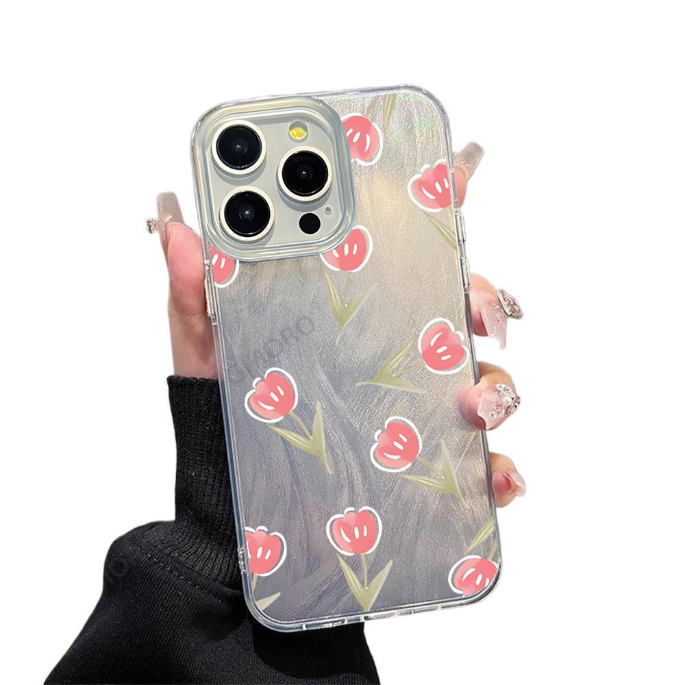 Summer Pink Tulip iPhone17promax Mobile Phone Case, New Apple 16e Simple Anti-drop Protective Case