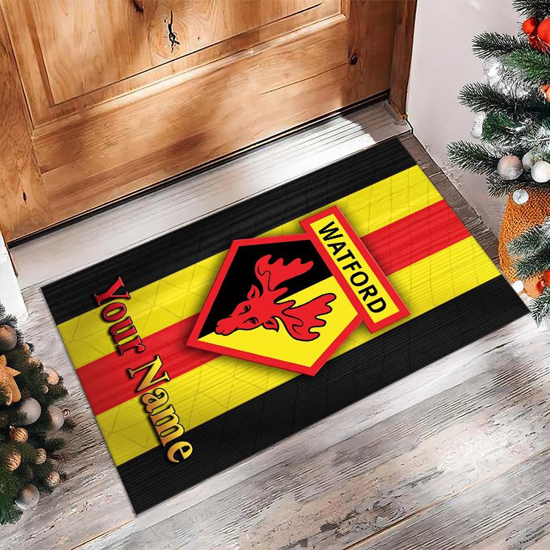 Watford FC Printed Crystal Velvet Rug Non‑Slip Crystal Velvet Carpet For Sofa Bedroom Indoor Home Decoration