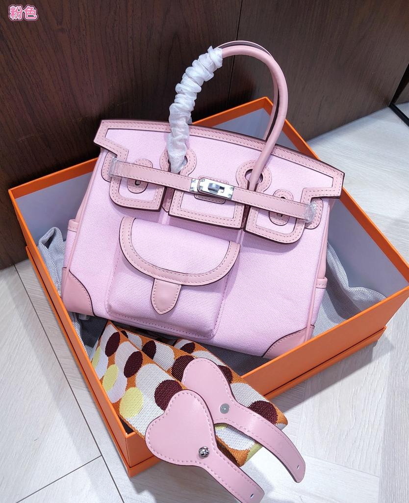 Haute couture version 2025 new cargo platinum bag canvas splicing leather women's handbag shoulder messenger bag