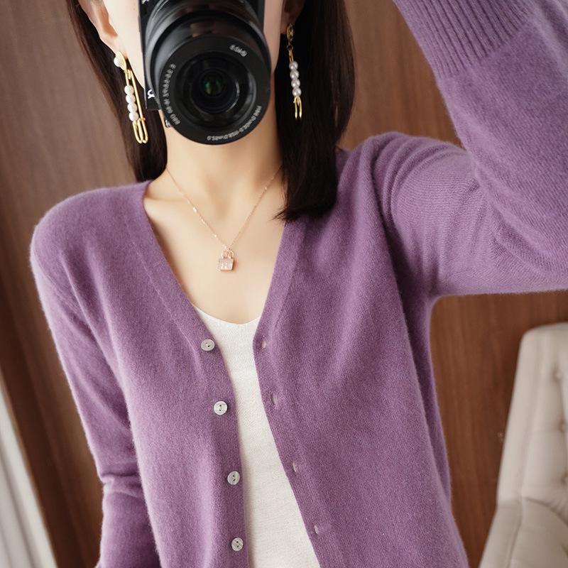 New Spring/Summer V-Neck Loose Plus Size Thin Knit Long Sleeve Cardigan Sweater Set