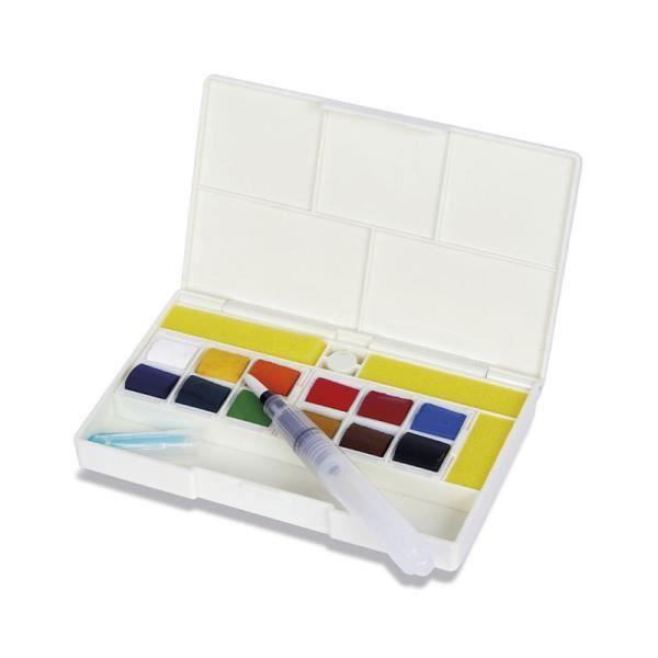 Watercolor Paint - Fine - Box of 12 Half-pans - Sennelier - La Petite Aquarelle - Hands-free