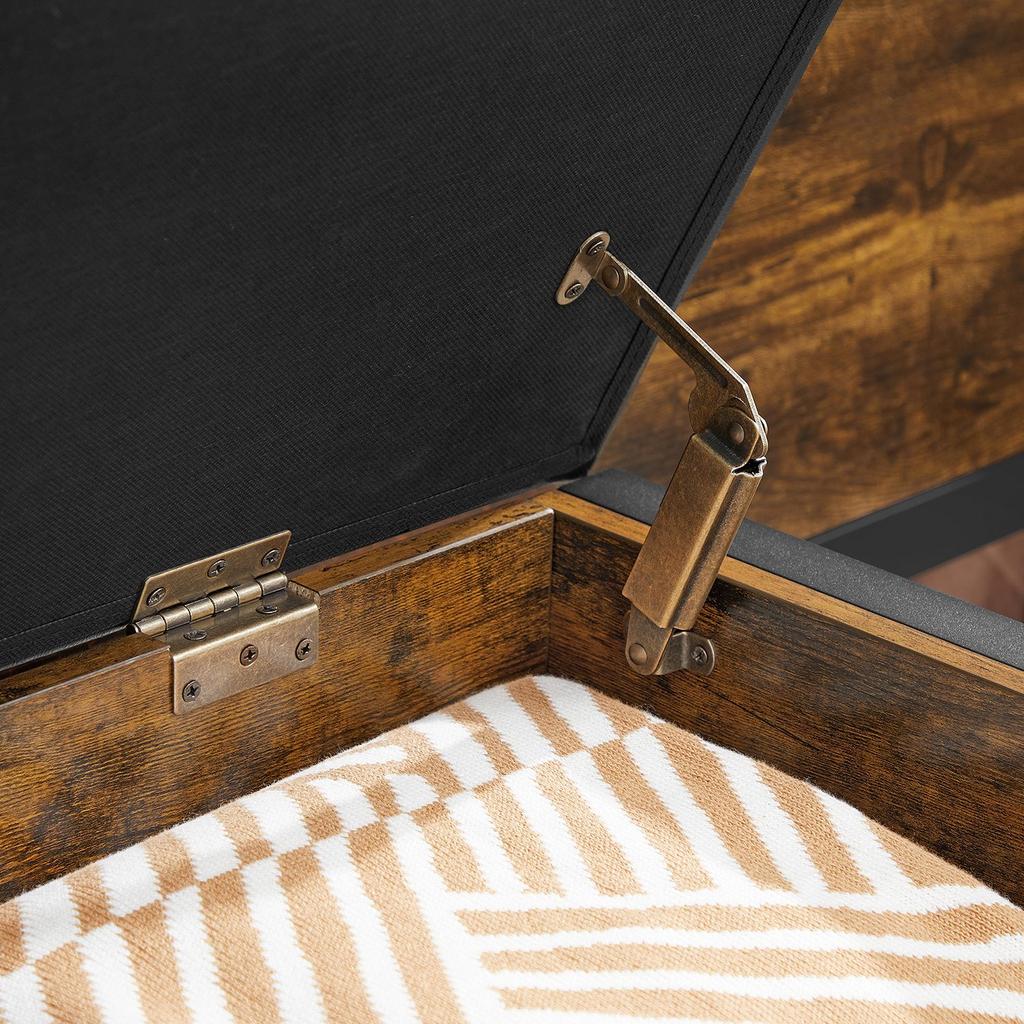 VASAGLE Bench With Storage Chest, Padded Seat, Bed End Stool, Hallway, Bedroom, Living Room, Metal, Easy Assembly, Industrial Design