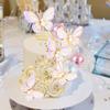 3/6pcs-Butterfly Cake Topper, Sparkly Assembled 3D Butterfly Cake Topper for Happy Birthday Cake Decoration