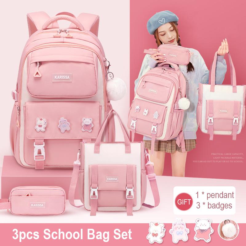 Seturi de 3 bucăți rucsac pentru copii pentru fete cadou Genți de școală de capacitate mare Rucsac pentru școala primară geantă