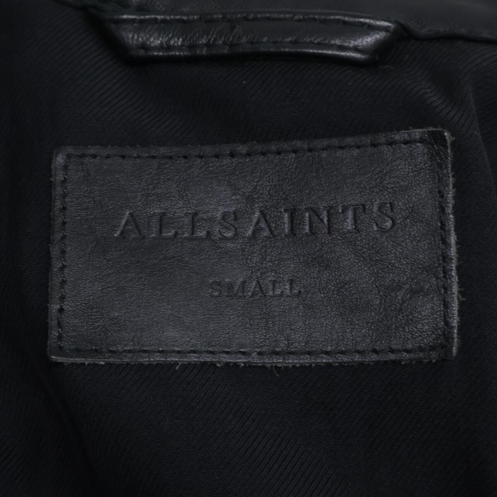 AllSaints ML018F Black Sheepskin Double Rider's Jacket Jacket S blackUsed