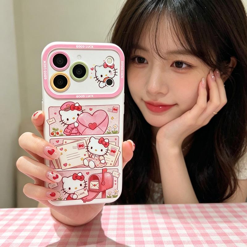 2026 Glitter 6D Embossed KT Cat Case for Apple 17 Pro Max/16 Pro Max/15: Full Coverage, Creative & Soft