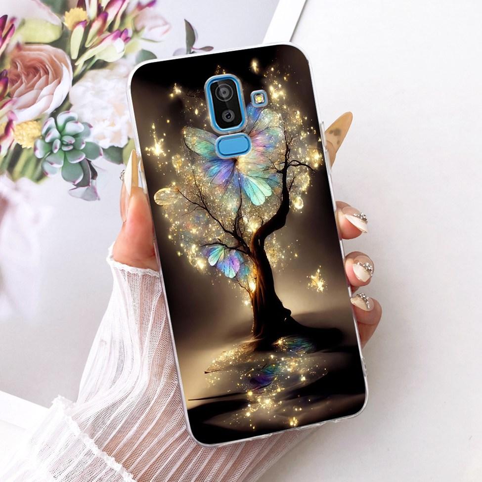 Clear Cover For Samsung J8 2018 Case SM-J810G Cute Cat Fashion Butterfly Funny 2D Painted Casing For Samsung Galaxy J8 2018