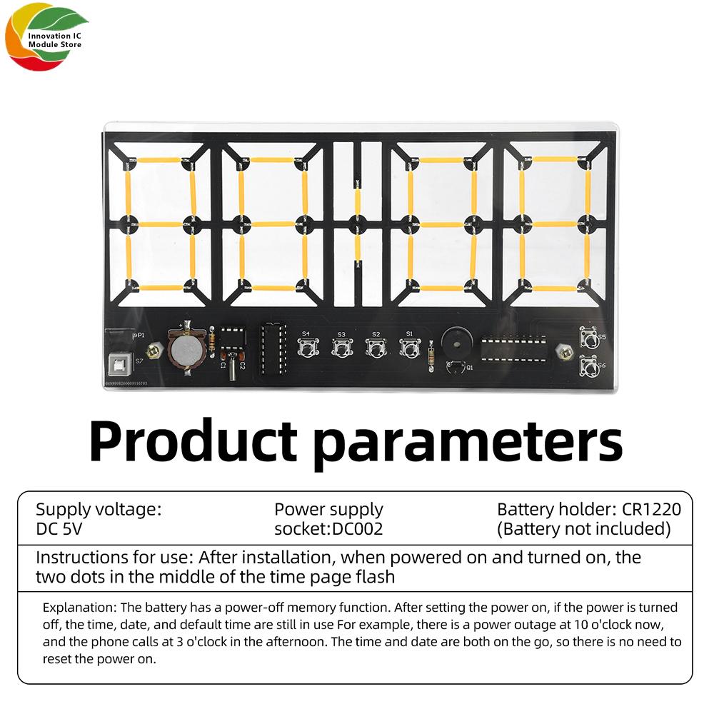 DC 1V 1-digit Digital Clock Kit DIY Welding Practice Kit With Brightness Adjustment for Bedroom Desktop Decoration
